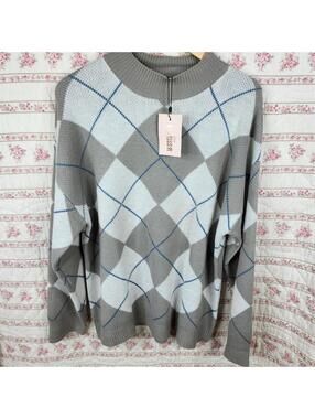 NWT Missguided Women's Plus Argyle Patterned Sweater Size UK 20 / US 16